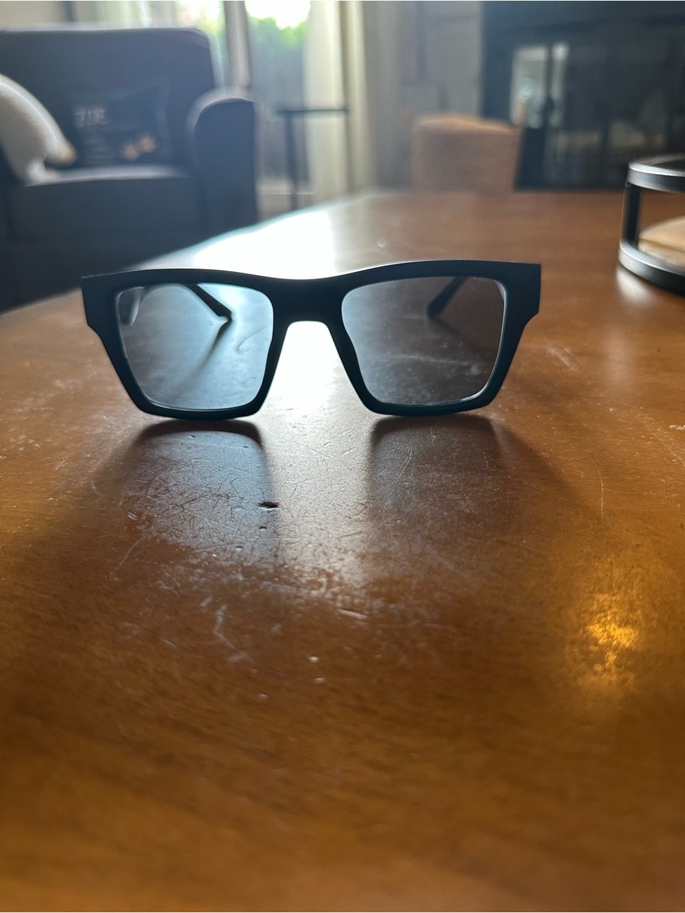Quay Fast Lane Rectangular Unisex Sunglasses in Matte Navy with Blue Lenses